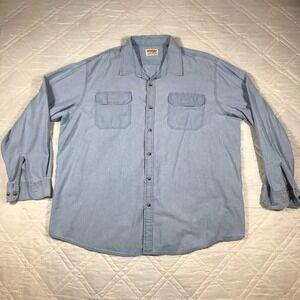 Wrangler authentics 100% cotton blue 2‎ pocket button up long sleeve shirt 2XL